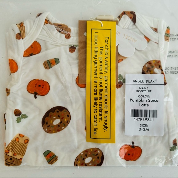 Angel Dear Bodysuit, Pumpkin Spice Latte, Size 0-3 Months NWT - Picture 4 of 5